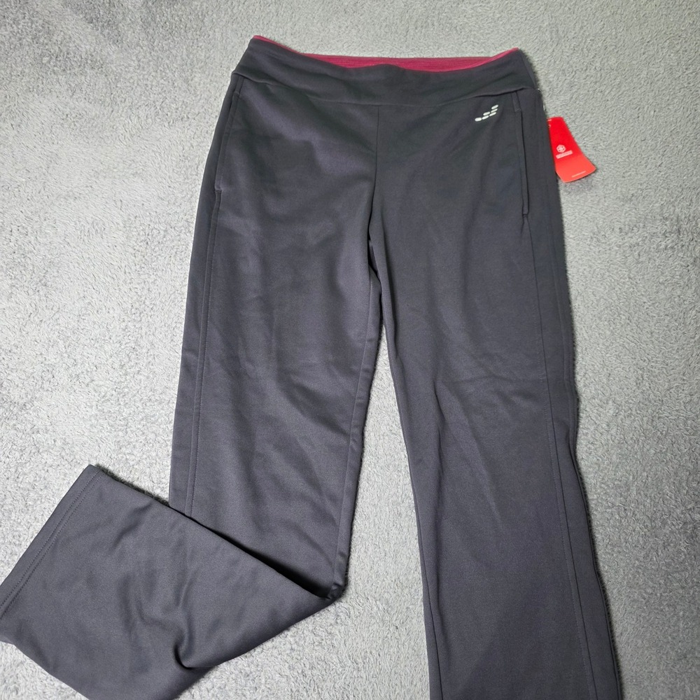 BCG Womens S Training Pants Gray Pink Moisture Wicking Straight Leg Activewear